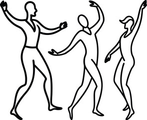 Dancing People Silhouettes Expressive Motion Line Art Collection