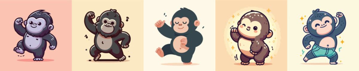 funny vector collection of dancing gorillas