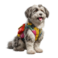 Cute Dog with Colorful Rescue Vest