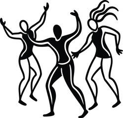 Dancing People Silhouettes Expressive Motion Line Art Collection
