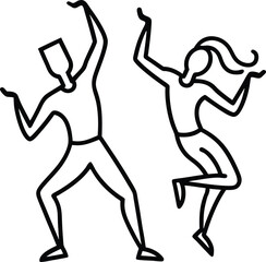 Dancing People Silhouettes Expressive Motion Line Art Collection