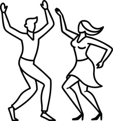 Dancing People Silhouettes Expressive Motion Line Art Collection