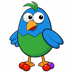cartoon bird with a green background