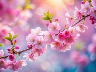Obraz premium Beautiful Pink Sakura Blossoms, Soft Blurred Background - Spring Floral Photography