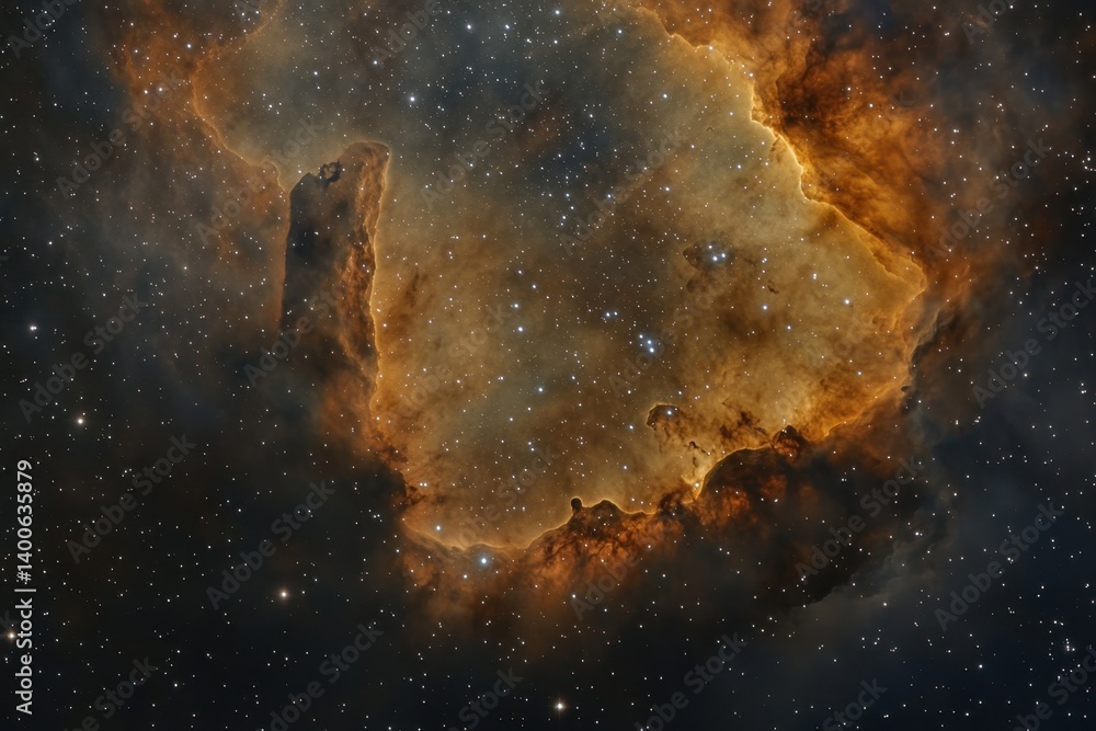 Poster stunning view of a nebula showcasing vibrant colors and cosmic structure in deep space