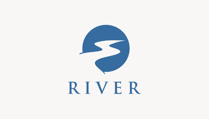 Obraz premium river creek winding road logo vector icon design illustration