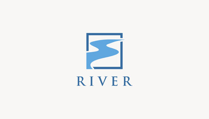 river creek winding road logo vector icon design illustration