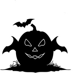 Halloween pumpkin silhouette on white background