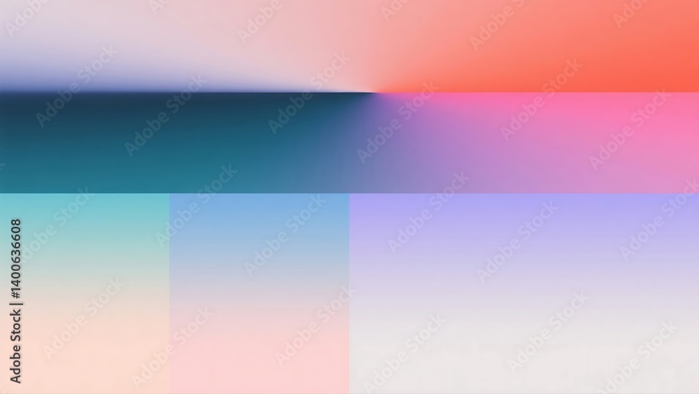 Aufkleber abstract geometric color block composition with soft gradient transitions, minimalist matte backgrou
