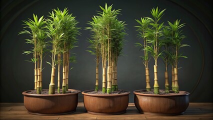 Obraz premium Bamboo Plant Growth Stages: Home Potted Bambusa Bambos Life Cycle