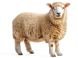 Obraz premium A high-resolution studio photograph full body shot of a Romney sheep are standing on a pure white background,