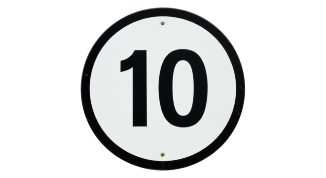 Isolated Number 10 Sign