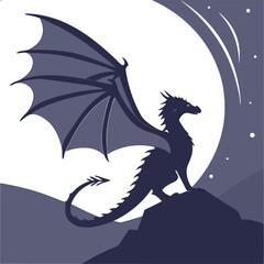 "Fantasy Dragon Silhouette Vector Collection | Mythical Winged Creature Clipart | Tattoo & Logo Design"