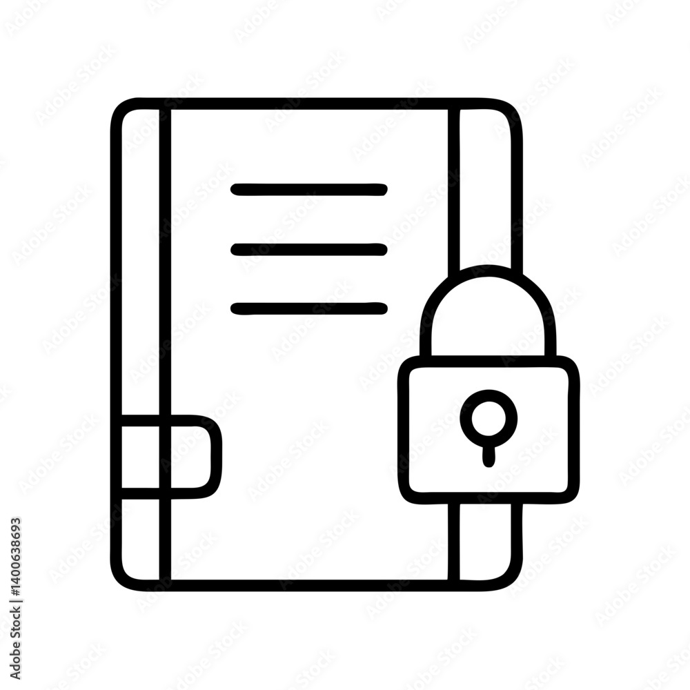 Poster secure document locked file confidential data protection privacy safety access control notebook icon