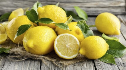 Lemons arranged artfully on a wooden surf-4 - juicy coastal surfboard