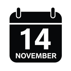 Calendar Icon Showing November Fourteenth Date Appointment Reminder Illustration