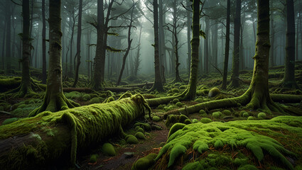 green forest in the morning