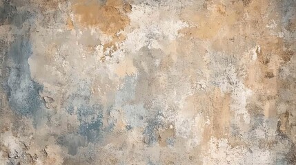 Abstract painted canvas with beige, brown, and blue tones and dynamic textures