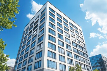 Obraz premium Modern office building against a clear sky