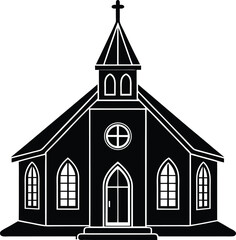 Church Silhouette Black Vector | Religious, Historic & Architecture Scene