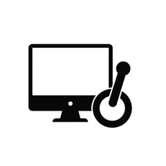 Computer With Joystick For Gaming Or Accessibility Vector Icon Black And White