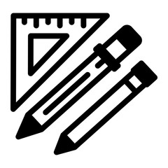 A linear style icon of drafting tools  
