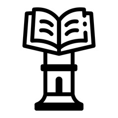 A linear style icon of a book stand 