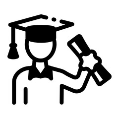 A linear style icon showing a convocation day 
