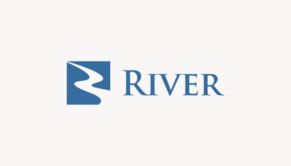 Obraz premium river creek winding road logo vector icon design illustration