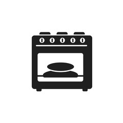 Black Stove Illustration Kitchen Appliance Cooking Oven Isolated On White