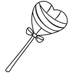 Heart-Shaped Lollipop Line Art