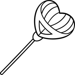 Heart-Shaped Lollipop Line Art