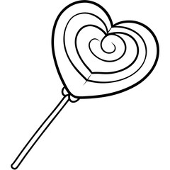 Heart-Shaped Lollipop Line Art