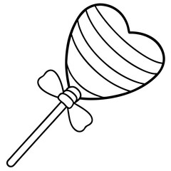 Heart-Shaped Lollipop Line Art