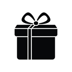 Simple Black Gift Box With Ribbon Vector Illustration Icon Design