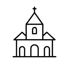 Church building vector icon illustration, religious architecture, christian symbol design element
