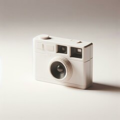 Minimalist disposable pocket camera with sliding cover, isolated on white. Ideal for clean mockups, branding, or retro-inspired visuals.
