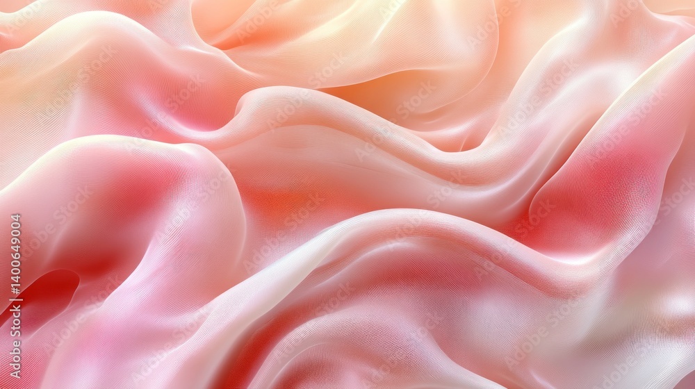 Poster abstract silk waves in shades of pink peach and white creating a delicate and luxurious texture with
