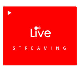 Live streaming icon. Video live broadcasting for blog, television, movies, shows, news and various video content. Live streaming red buttons stock vector, symbol illustration65.ai