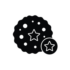 Rating Cookie Icon With Stars Black Glyph Design Vector Illustration
