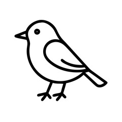 Isolated vector outline drawing of a small bird illustration for graphic design projects