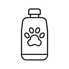 Dog shampoo bottle with paw print outline for pet grooming and hygiene product packaging design
