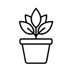 Plant in pot vector icon illustration for gardening and nature related design needs and projects