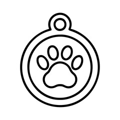 Dog tag pet id tag with paw print vector illustration for pet lovers and animal rescue groups