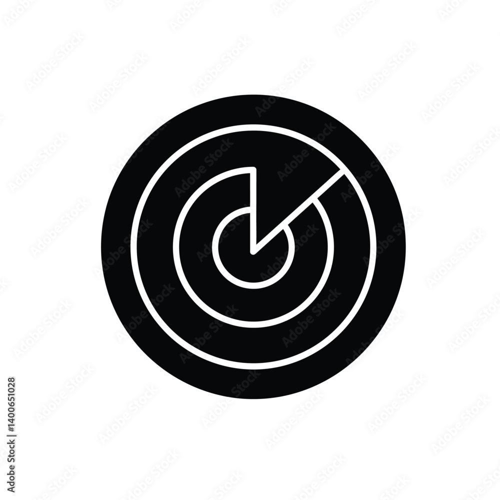 Poster modern black silhouette radar scan icon showing signal detection technology