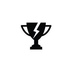 Broken Trophy Symbolizing Failure With Lightning Bolt Black And White Illustration