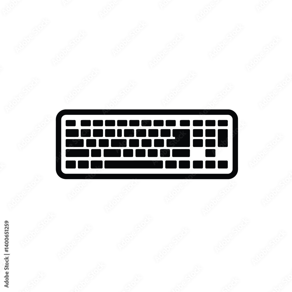 Poster black and white keyboard illustration design for tech and computer projects