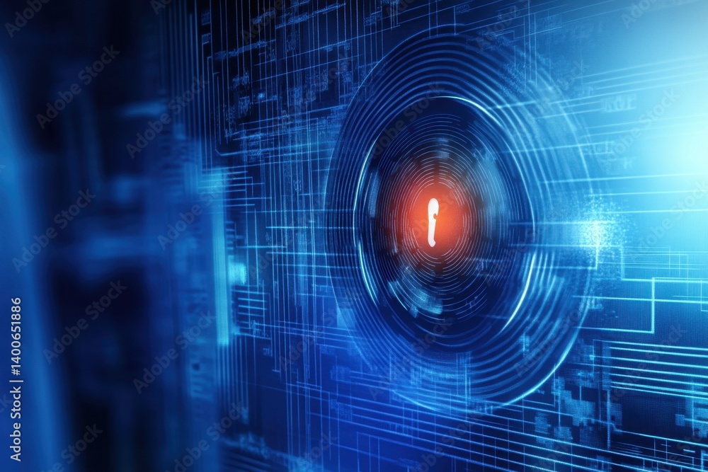 Poster intricate digital lock symbolizing security and encryption technology