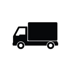 Simple Black Delivery Truck Vector Icon Illustration For Logistics And Transportation