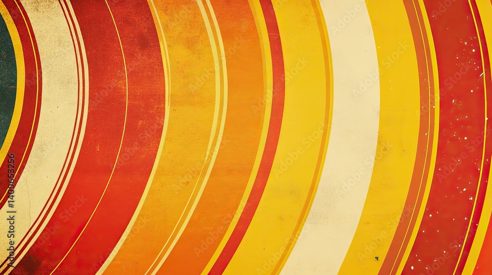Poster retro concentric circle background with warm hues and textured surface